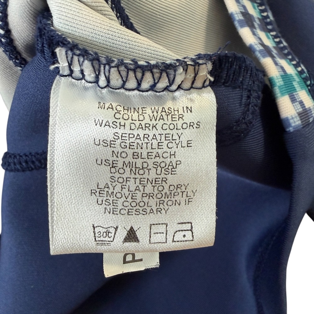 Bobby Jones X-H2O Mens Large 1/4 Zip Golf Pullover Navy Blue Gingham Performance - Picture 5 of 8